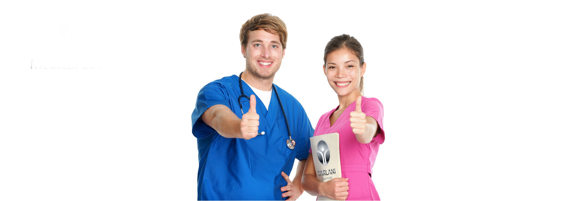 Healthcare workers flashing thumbs up  